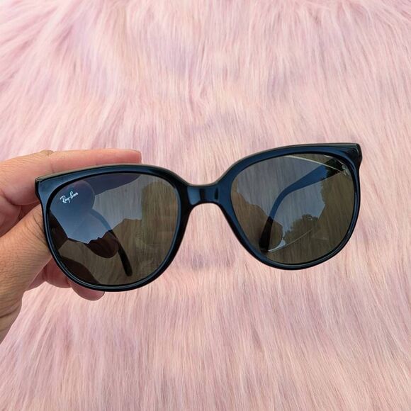 80s Ray-Ban B&L CATS 1000 Glossy Black Round Oversized Vintage Sunglasses - Picture 2 of 7